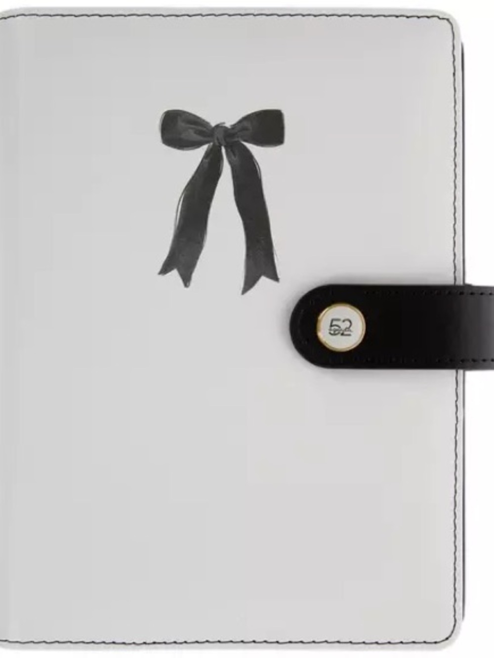 White Bow Accent Planner Cover with Black Strap